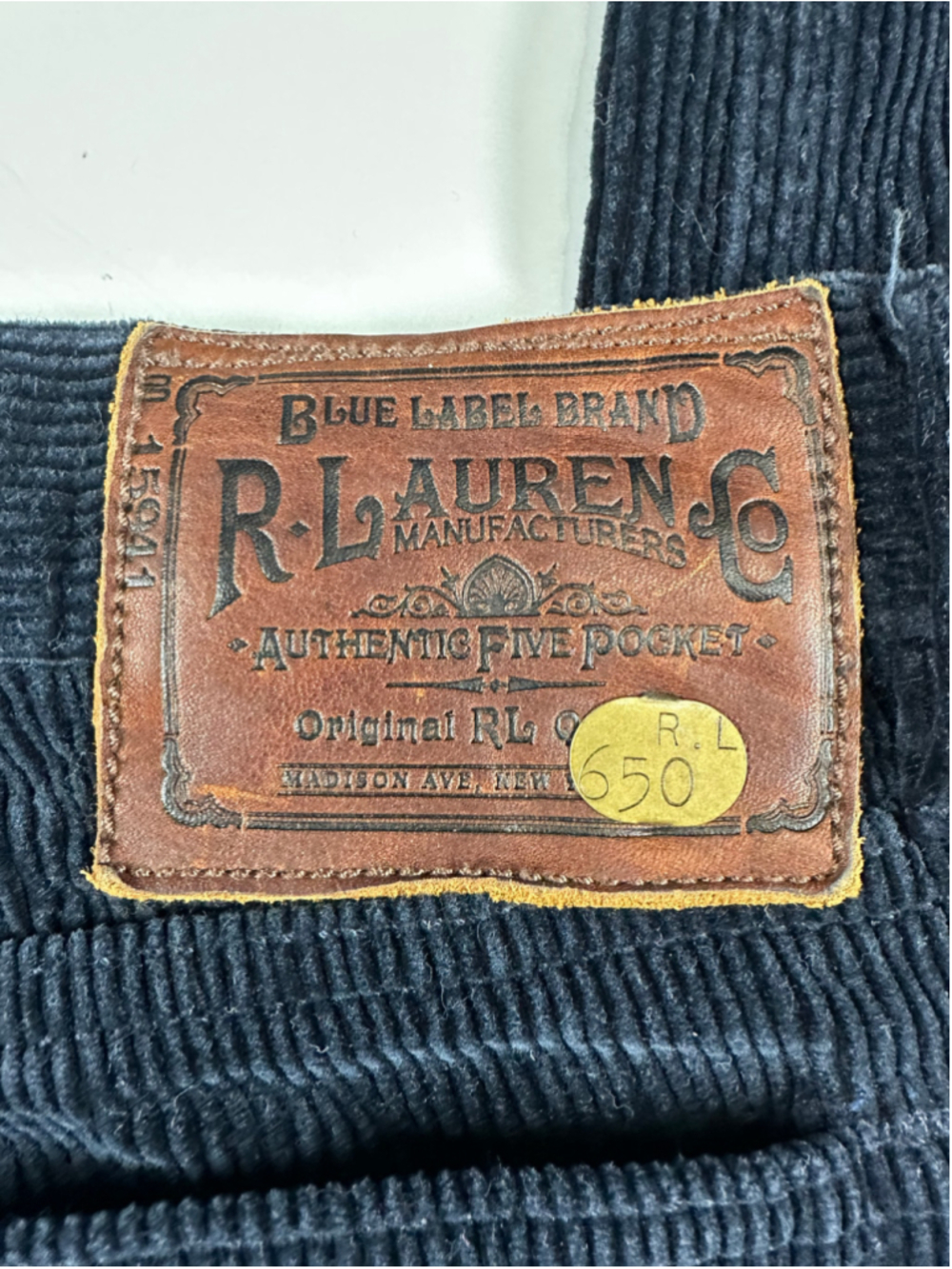 Vintage Ralph Lauren Blue Label Brand Thompson Black Wide Wale Corduroy Pants 8 - Picture 10 of 16